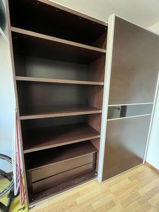 Armario puertas correderas madera y cristal