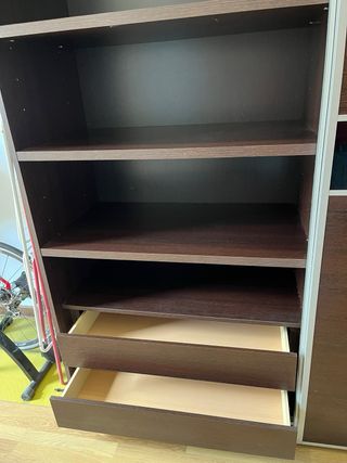 Armario puertas correderas madera y cristal