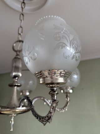 Lámpara colgante vintage de cristal y metal