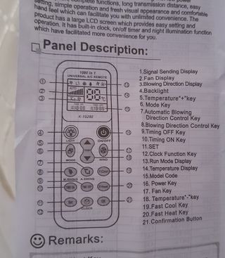 OF Mando universal aire acondicionado A/A. En mano
