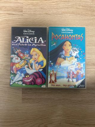 2 VHS Disney Clásicos: Alicia y Pocahontas