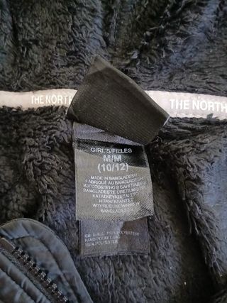 the north face pile zip girls size M 10/12 black