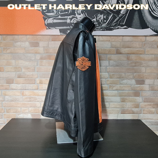 Cazadora Cuero Harley-Davidson Negra y Naranja