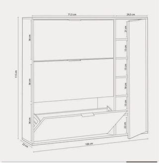 Zapatero 3 baldas madera y beige