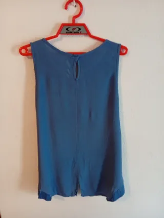 Blusa azul sin mangas casual mujer