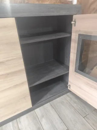 Recibidor Conforama madera y cristal