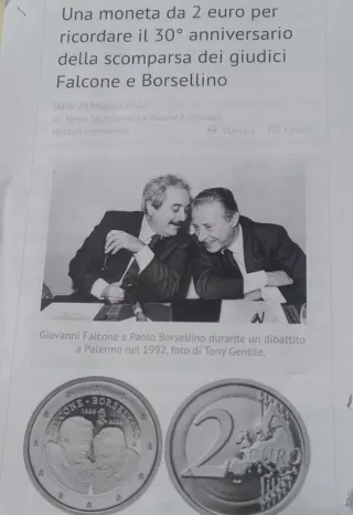 Moneta 2 Euro Falcone Borsellino 1992