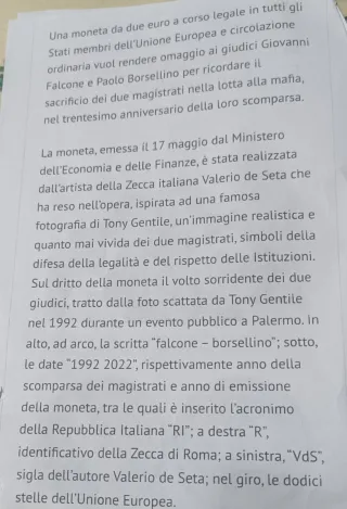 Moneta 2 Euro Falcone Borsellino 1992