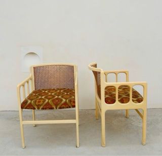 Silla antigua años 60 madera y ratán