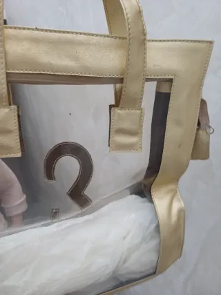 Borsa shopper Emmanuel oro e trasparente