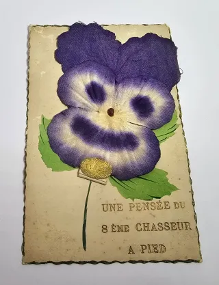 Cartolina d'epoca con viola del pensiero
