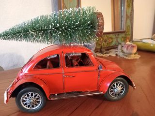 Carro VW Beetle Vermelho Metal Retro