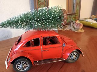 Carro VW Beetle Vermelho Metal Retro