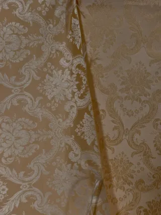 Tela Damasco Corte Fallera Beige/Crema.