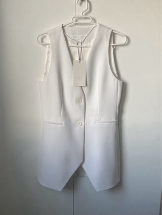 Chaleco largo blanco Zara