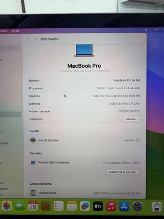MacBook Pro 2020 13” i5 8GB RAM 256GB SSD