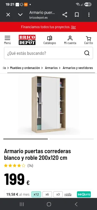 Armario puertas correderas Bricodepot