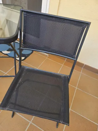 Mesa de jardín cristal y metal