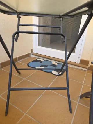 Mesa de jardín cristal y metal