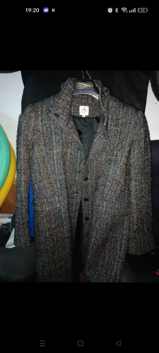 Cappotto in tweed grigio e multicolore