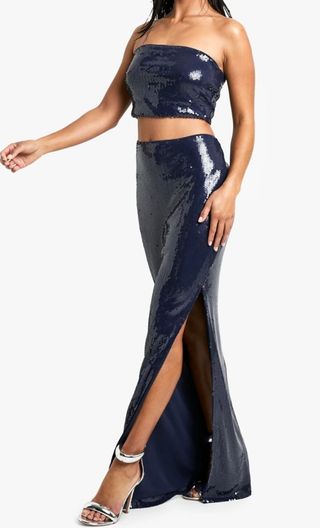 Set gonna e top a paillettes blu