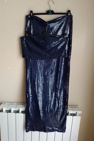 Set gonna e top a paillettes blu