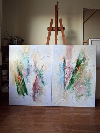 Cuadros GRANDES abstractos, calidez a tu salón.