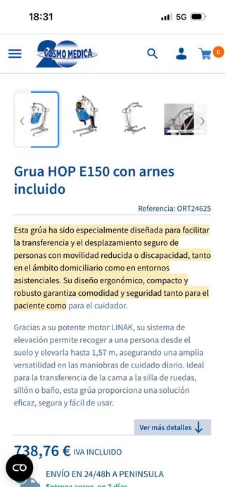 Grúa para personas dependientes