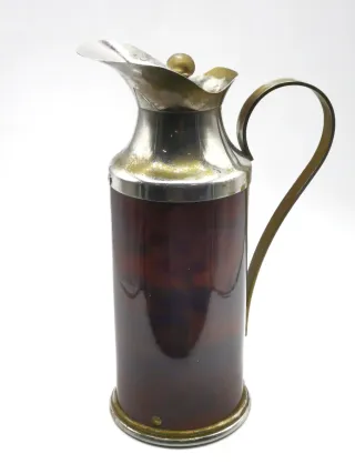 Jarra termo simil Carey y metal plateado mitad sXX