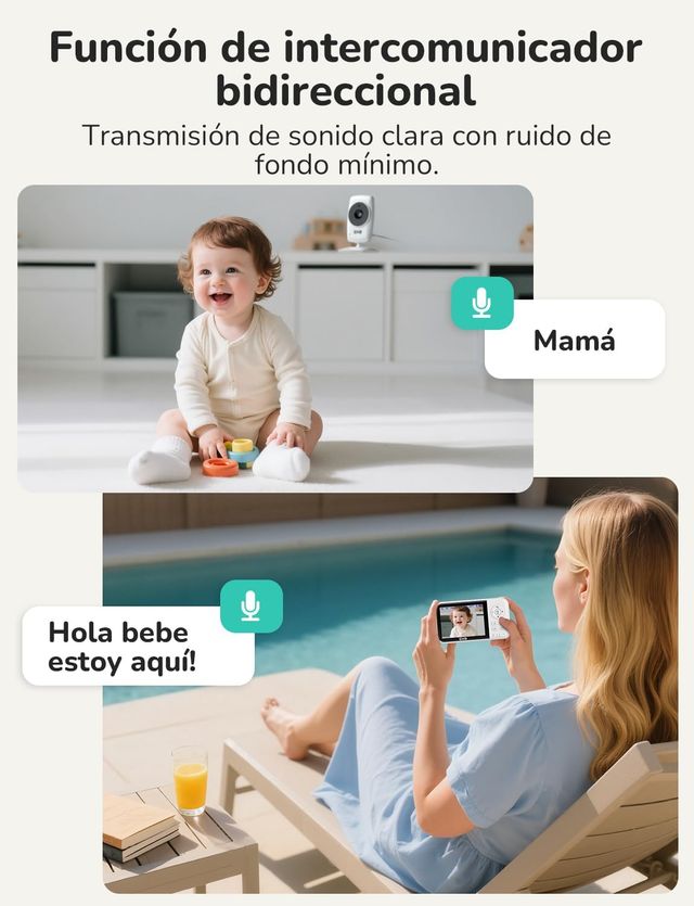 GHB Camara Vigilabebe  3.2"HD 2100mAh Recargable