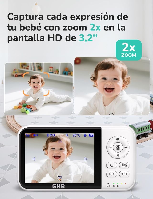 GHB Camara Vigilabebe  3.2"HD 2100mAh Recargable