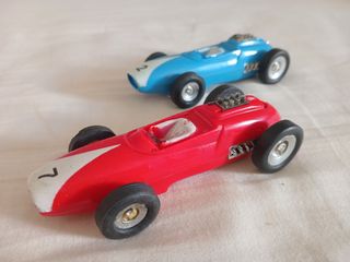 2 Carros Slot Marx Anos 60 Vermelho e Azul