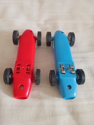 2 Carros Slot Marx Anos 60 Vermelho e Azul