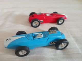 2 Carros Slot Marx Anos 60 Vermelho e Azul