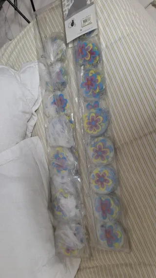 2 Cortinas Decorativas Flores Plástico