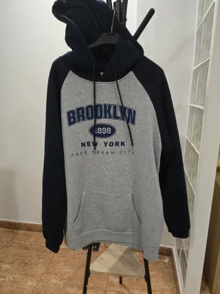 Sudadera Brooklyn New York Gris y Azul