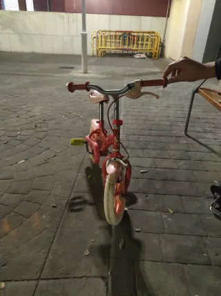 Bicicleta infantil niña rosa flores