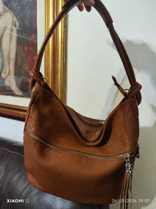 Borsa a spalla in pelle marrone