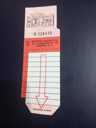 Abono Bus EMT Madrid 10 viajes 80s