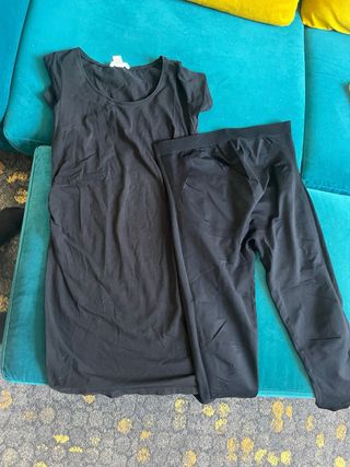 Ropa de maternidad XL negra: pantalon y camiseta