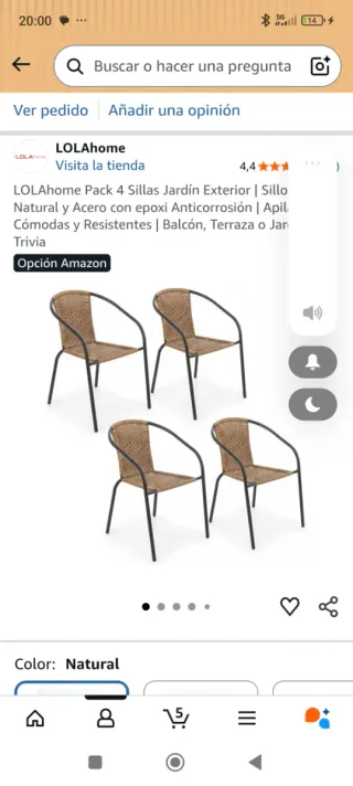 Pack 4 Sillas Jardín Exterior LOLAhome