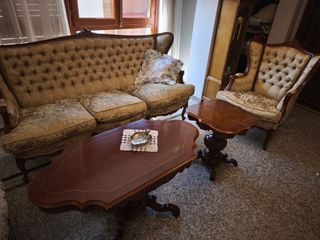 Conjunto Tresillo + 2 Mesas + Reloj