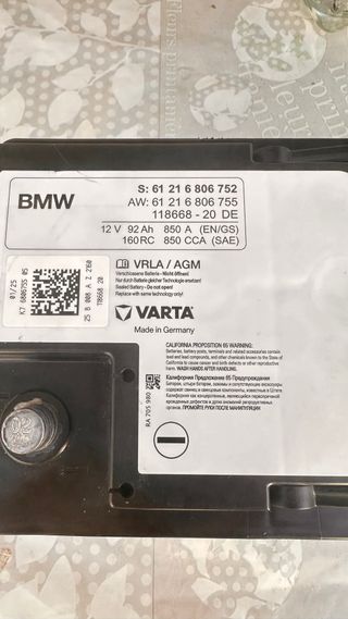 Batería AGM Original BMW 92 Ah