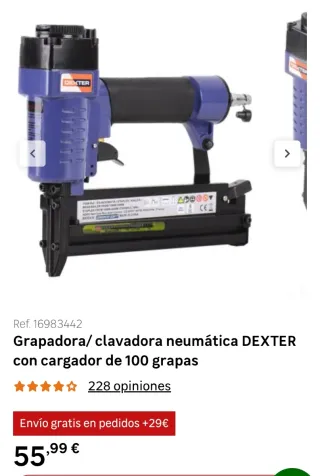 Pistola Grapadora Neumática Dexter + Manguera