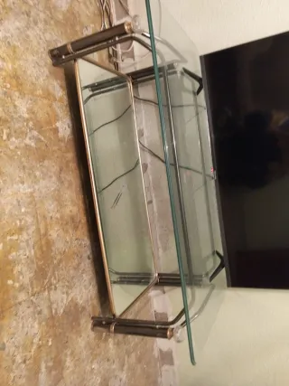 Mesa de centro cristal y metal 115x58