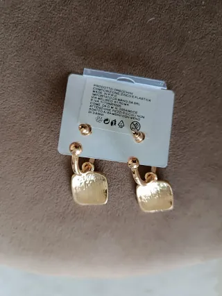 Orecchini quadrati marroni e oro