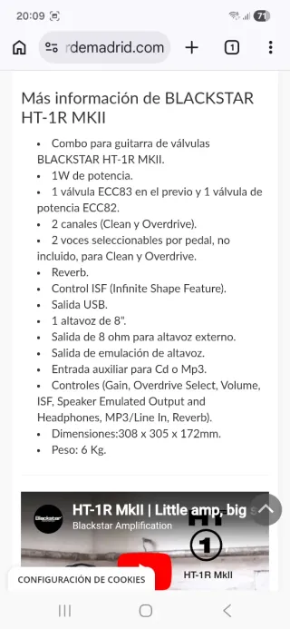 Blackstar HT-1R MKII Amplificador Guitarra