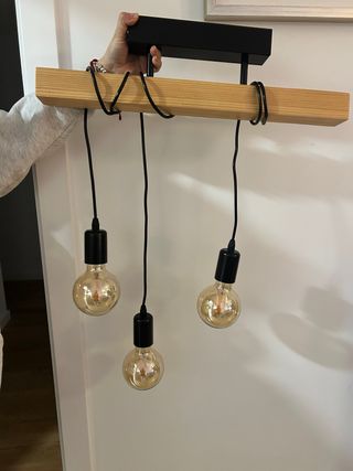 Lámpara de salón madera y metal