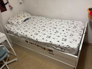 Regalo cama de 90 cm con cajones y cama inferior.
