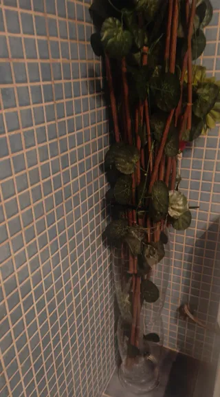 Jarrón grande decoración plantas artificiales